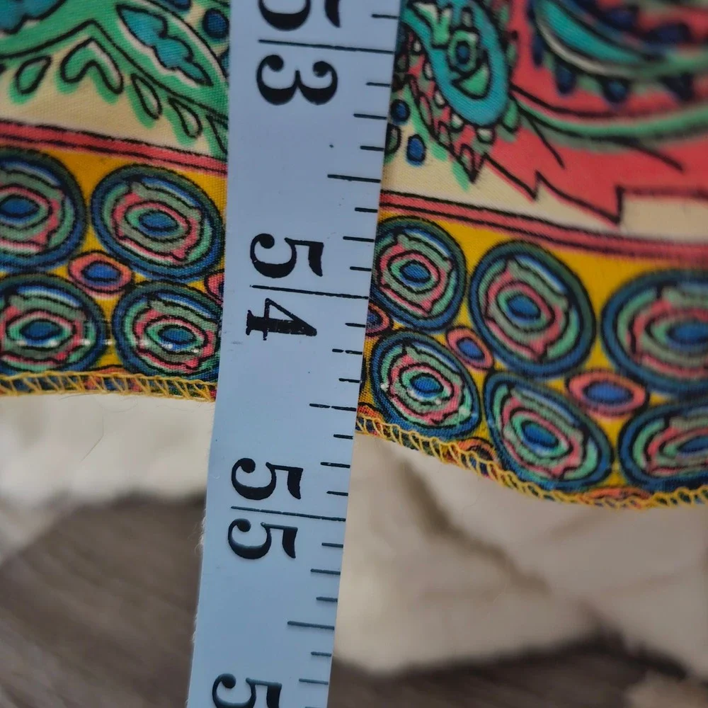 ME2MAGIC Yellow Paisley Smocked Maxi Dress‎ Square Neck Balloon Sleeve Boho M - Picture 4 of 12